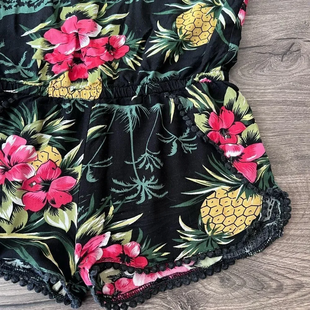 Appaman Kids Girls Black Sleeveless Floral Drawstring Novia Romper Size 10